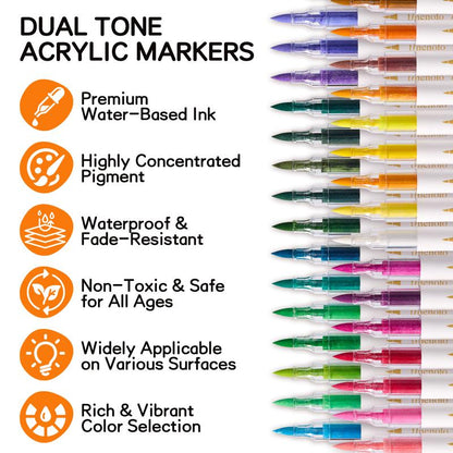 Kalilu™ Dual Tip Acrylic Paint Markers Set